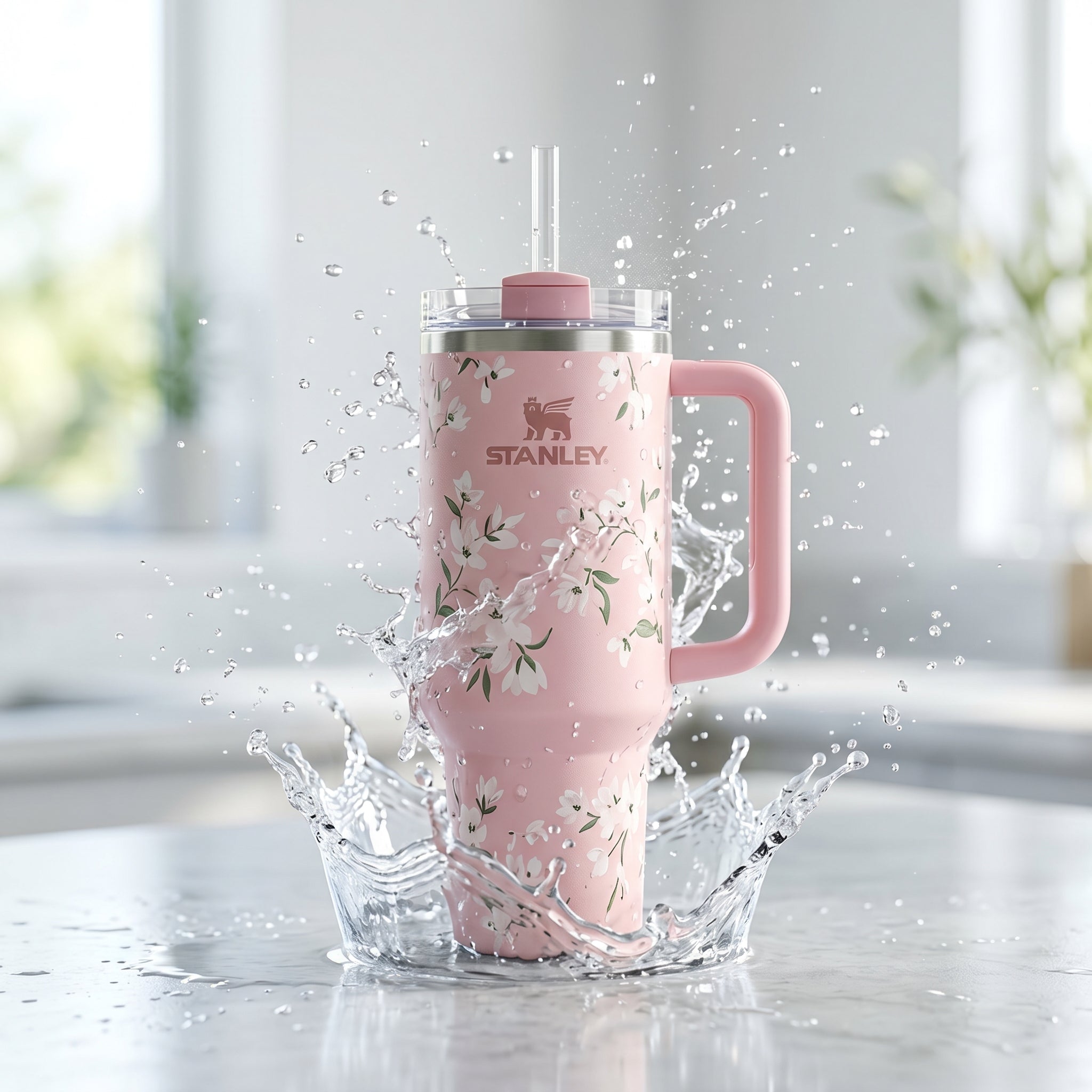 Stanley Floral Pink Tumbler 40oz