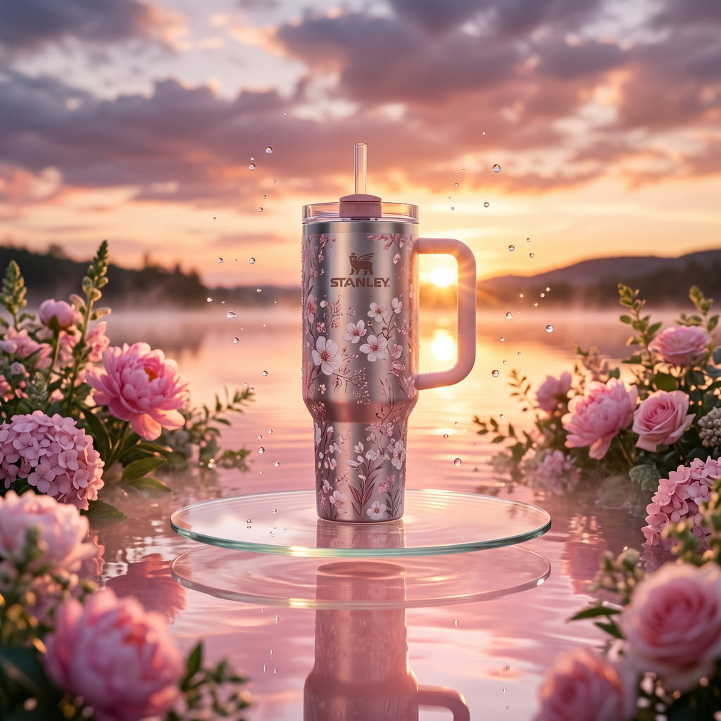 Stanley Floral Pink Tumbler 40oz