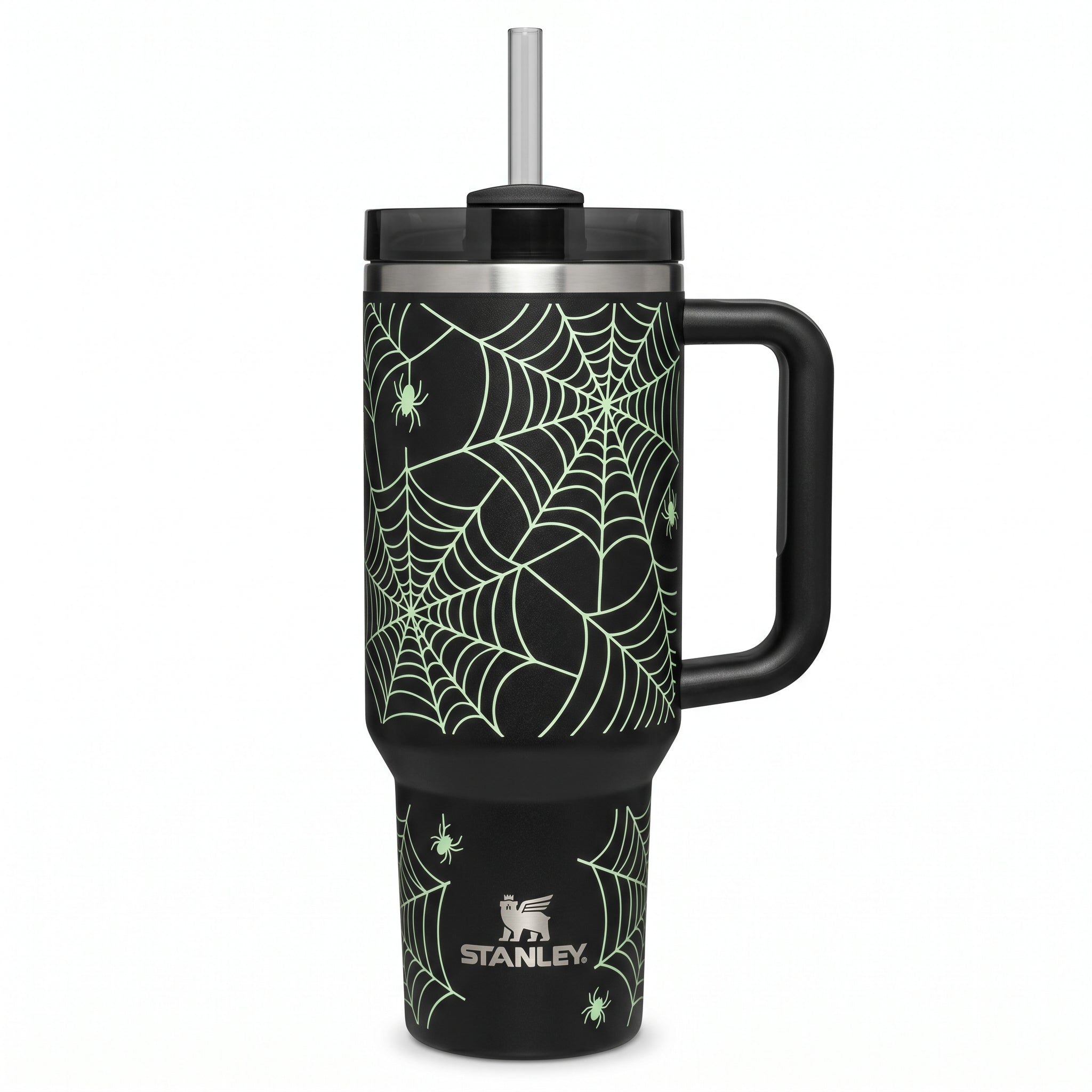 Stanley Quencher H2.0 40oz Halloween Web Glow Tumbler with Handle & Straw New